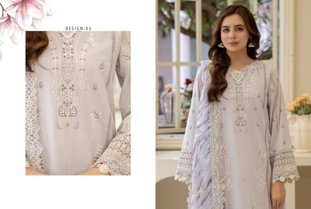 SHAAS The Fairy Tales Semi Stiched Luxury Lawn D-03 - Image 3