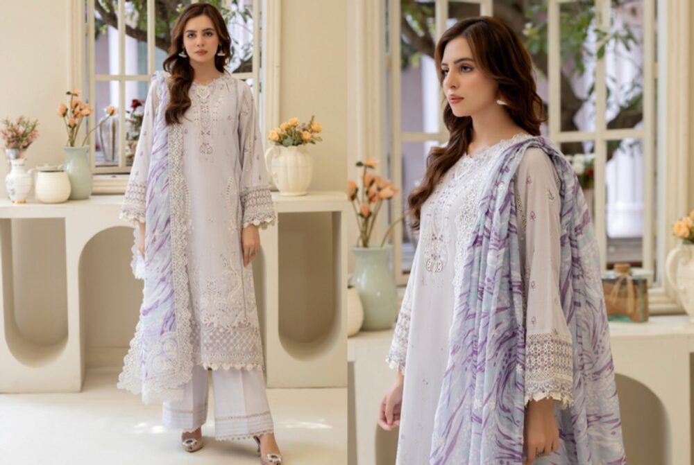 SHAAS The Fairy Tales Semi Stiched Luxury Lawn D-03 - Image 2