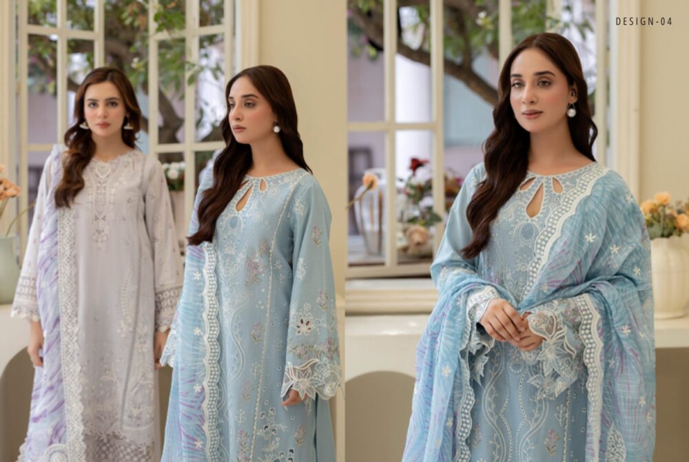 SHAAS The Fairy Tales Semi Stiched Luxury Lawn D-04 - Image 3