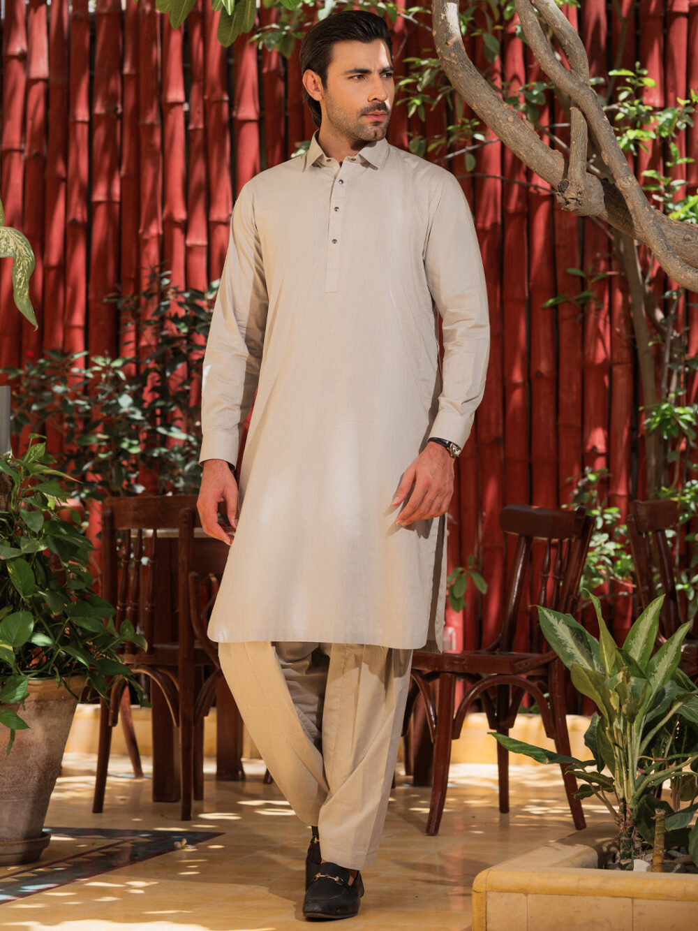 Ash Grey Cotton Kameez Shalwar