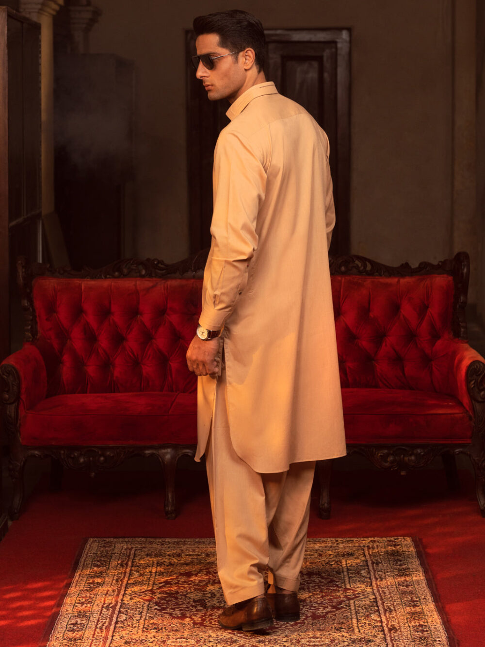 Beige Blended Kameez Shalwar - Image 2