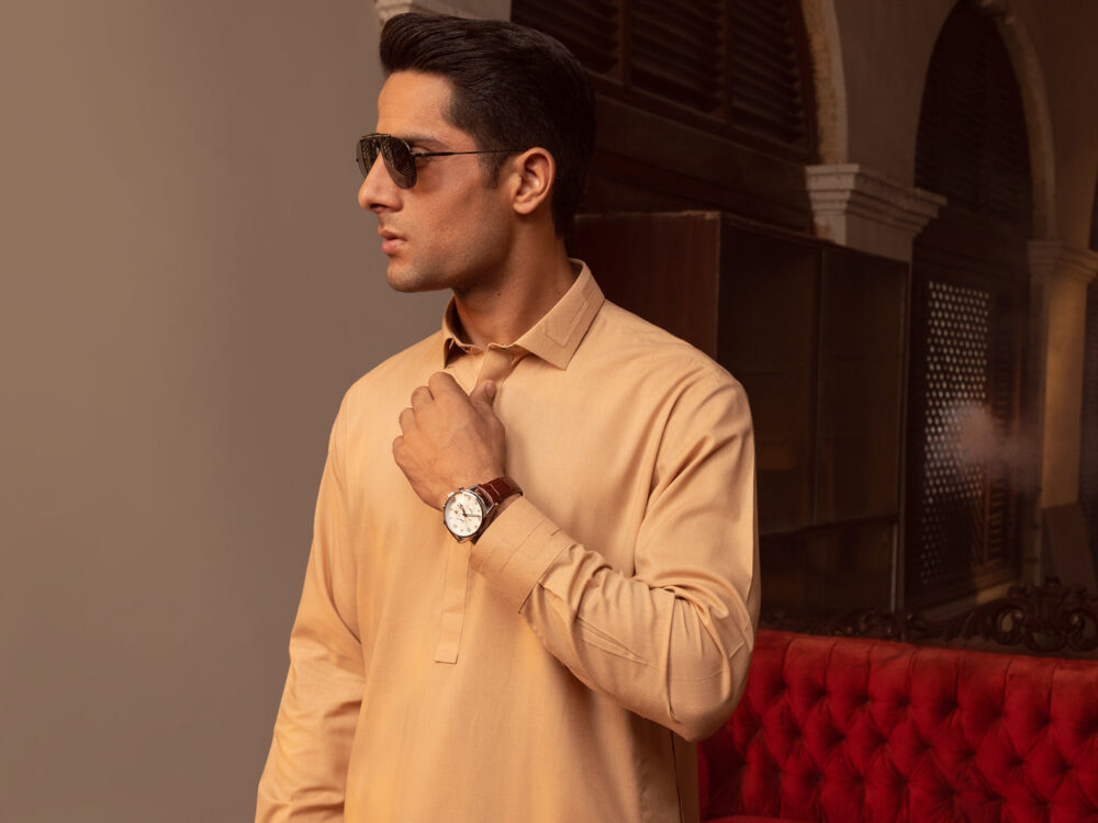 Beige Blended Kameez Shalwar - Image 4