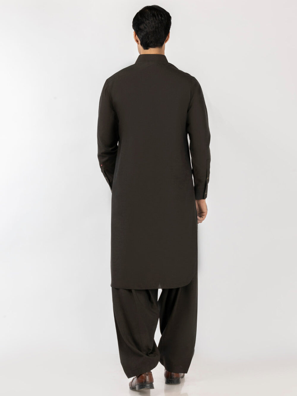 Deep Olive Blended Kameez Shalwar - Image 2