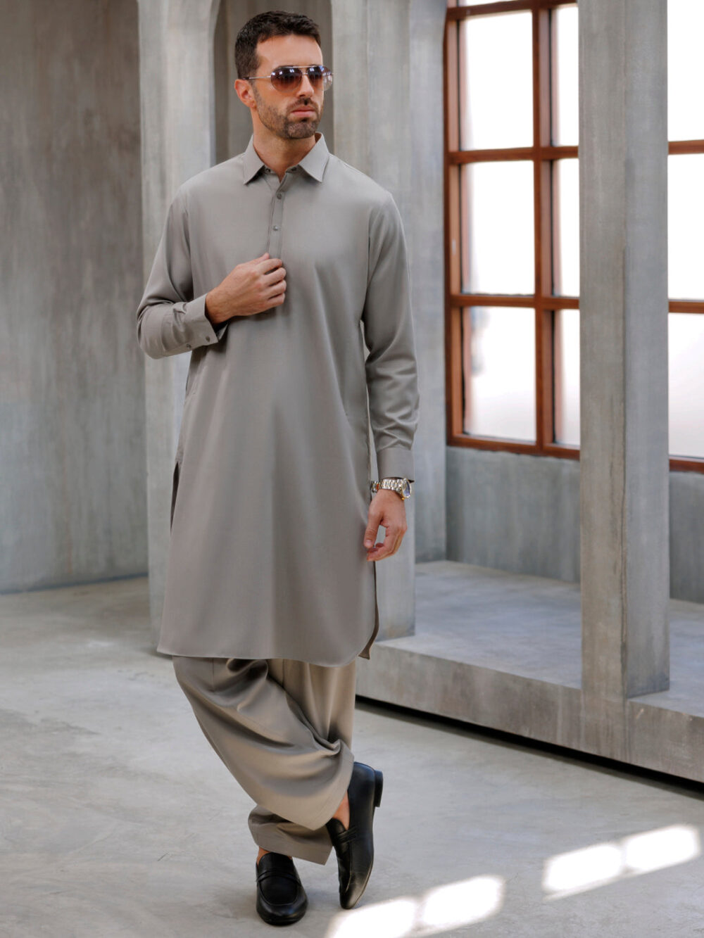 Light Grey Blended Kameez Shalwar