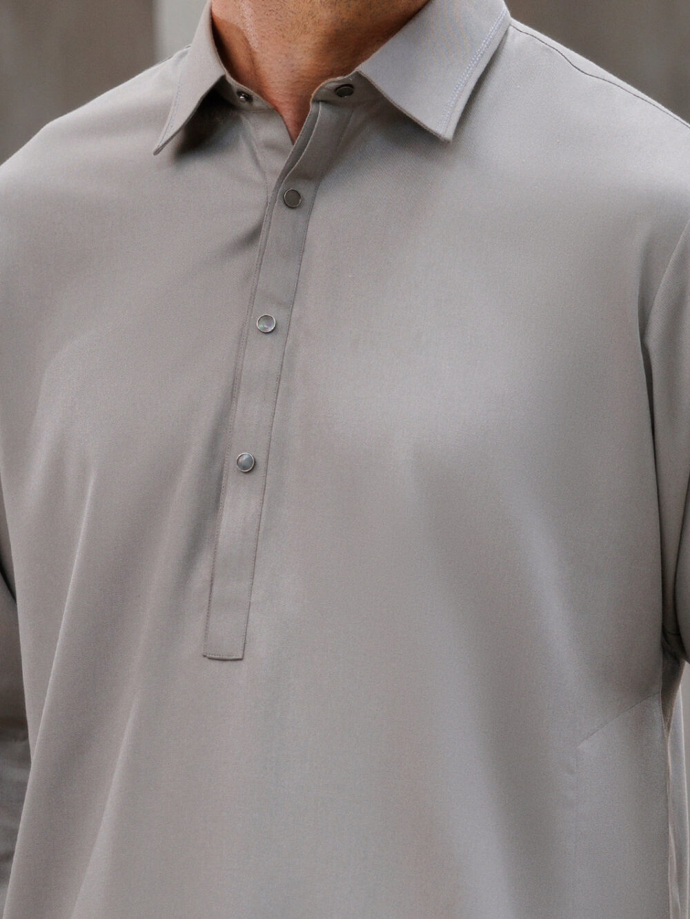 Light Grey Blended Kameez Shalwar - Image 2