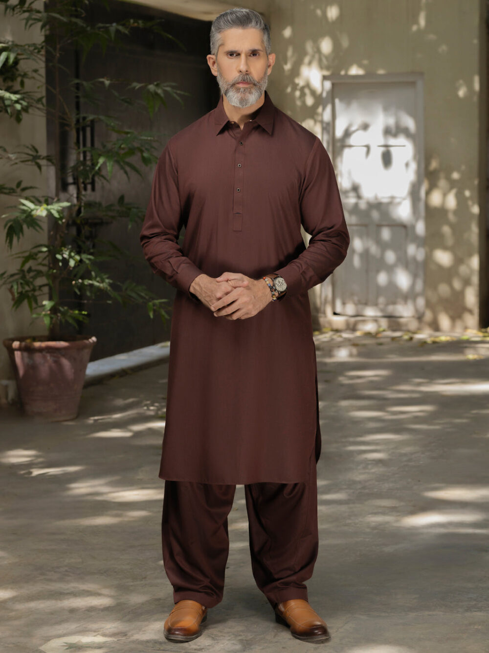 Maroon Blended Kameez Shalwar