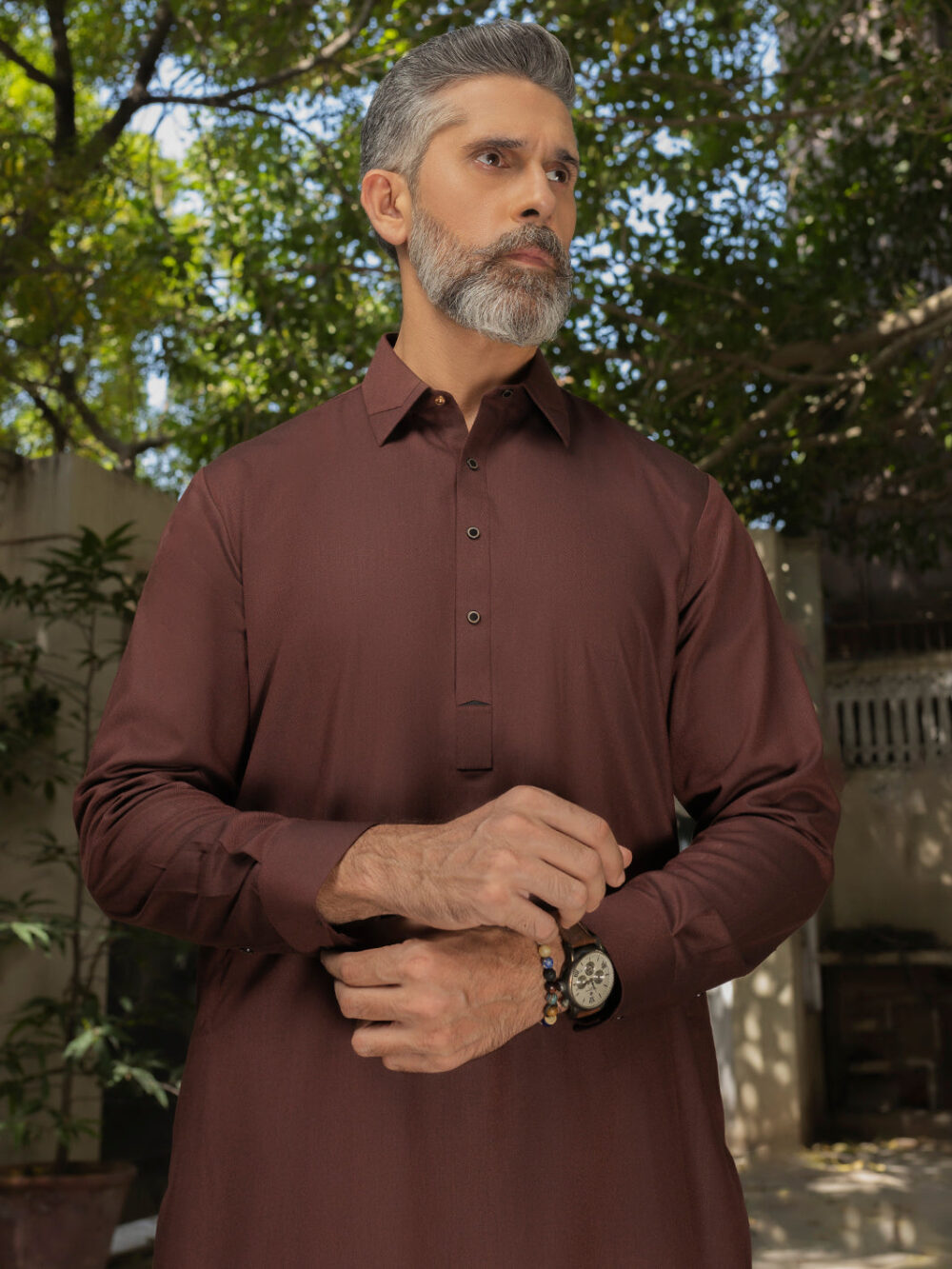Maroon Blended Kameez Shalwar - Image 2