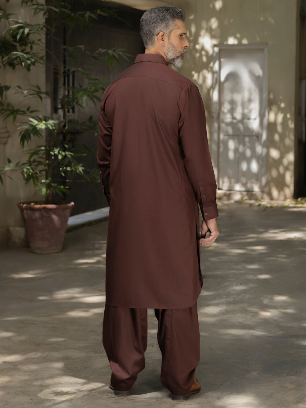 Maroon Blended Kameez Shalwar - Image 3
