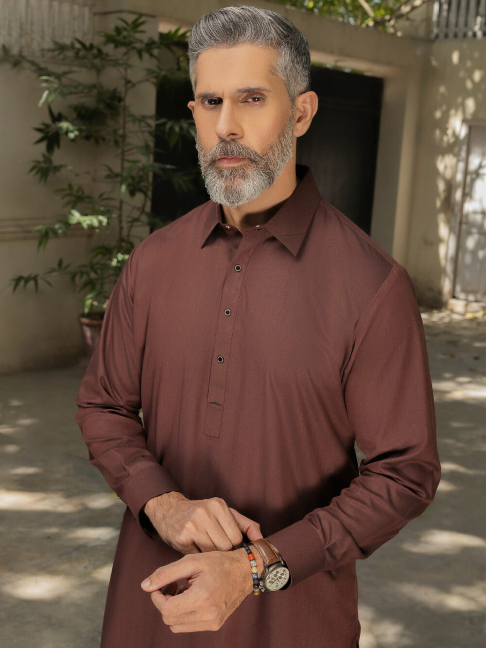 Maroon Blended Kameez Shalwar - Image 5