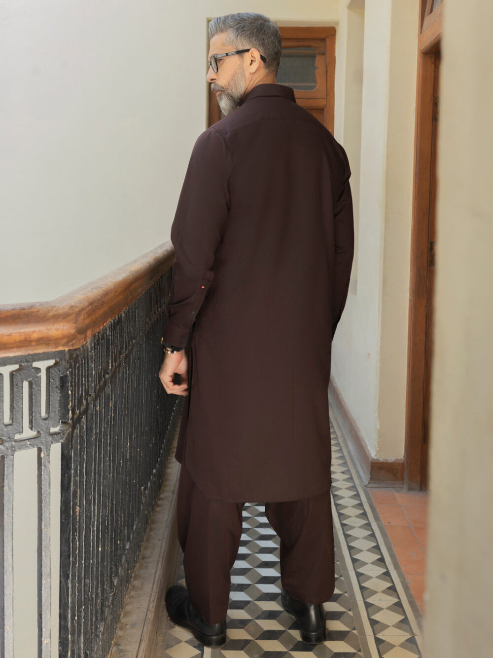 Deep Maroon Blended Kameez Shalwar - Image 3