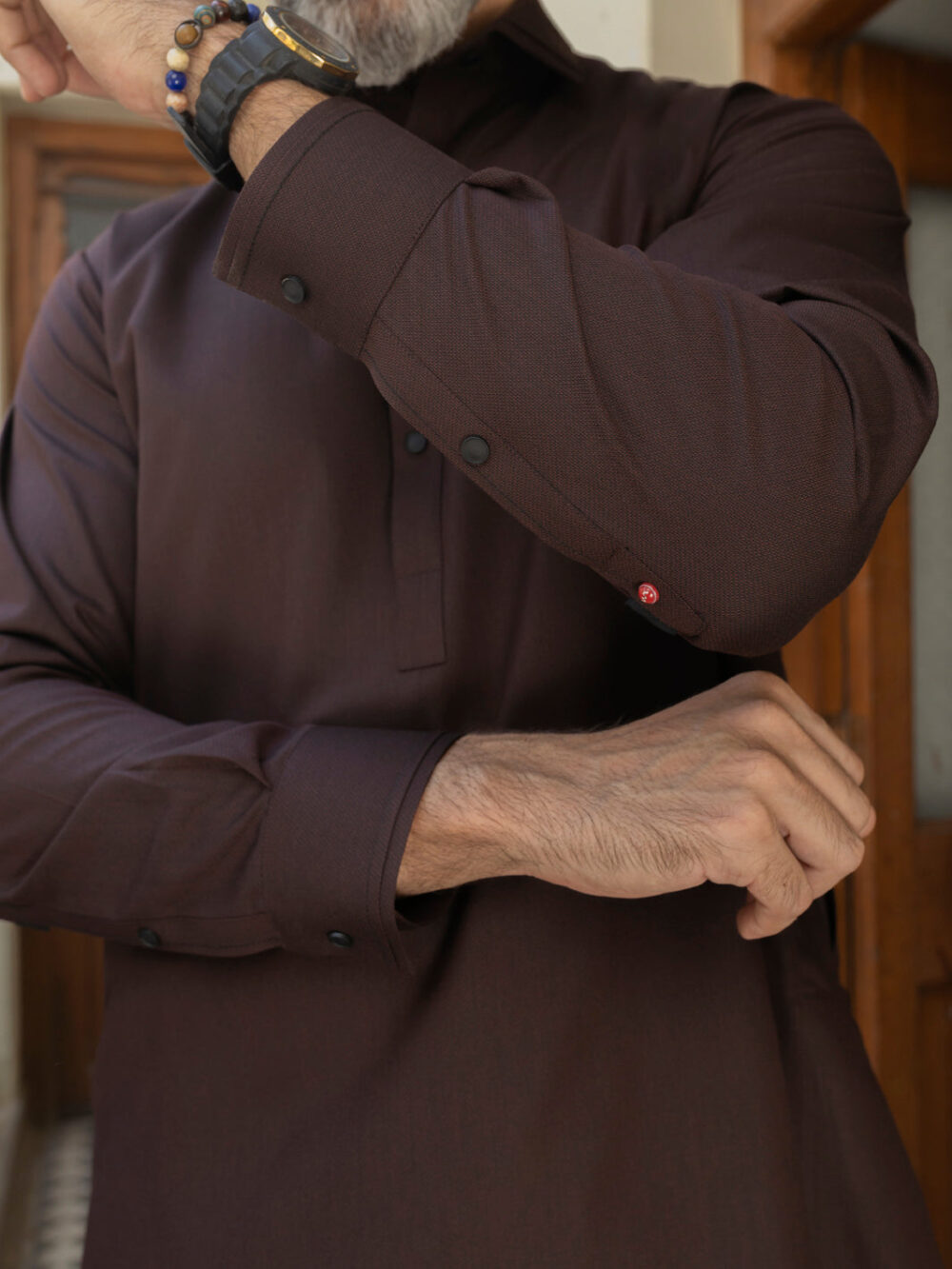 Deep Maroon Blended Kameez Shalwar - Image 2
