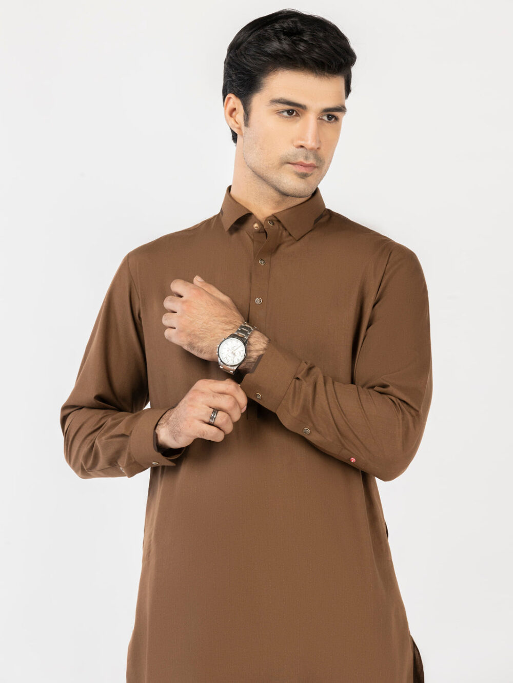 Brown Blended Kameez Shalwar - Image 4