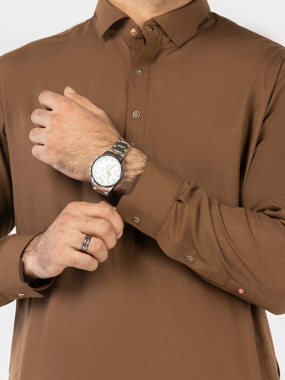 Brown Blended Kameez Shalwar - Image 3