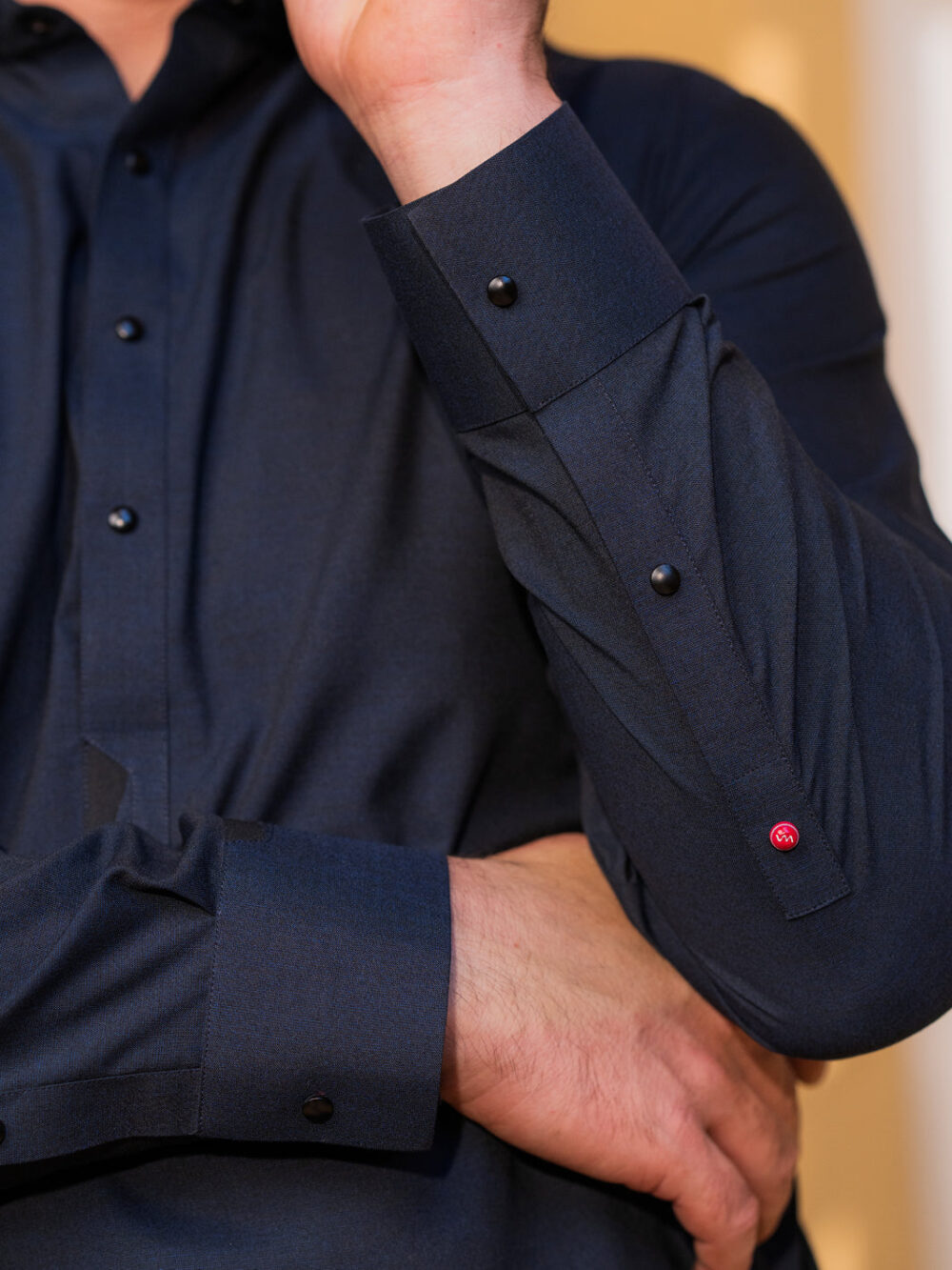 Dark Blue Blended Kameez Shalwar - Image 3