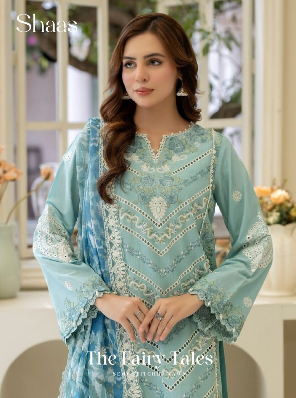 SHAAS The Fairy Tales Semi Stiched Luxury Lawn D-02 - Image 2