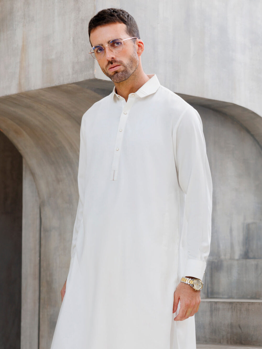 White Blended Kameez Shalwar - Image 4